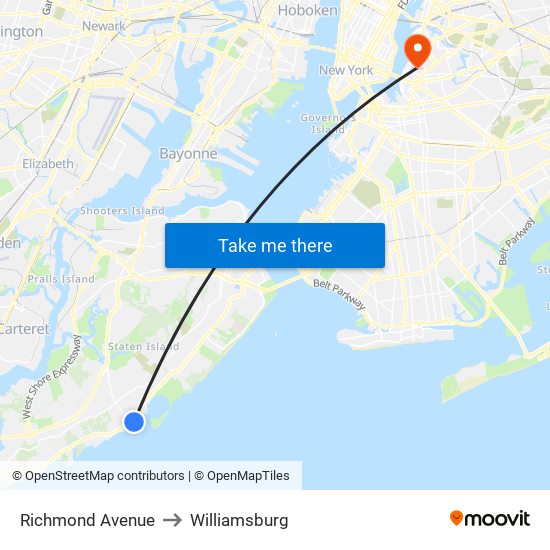 Richmond Avenue to Williamsburg map