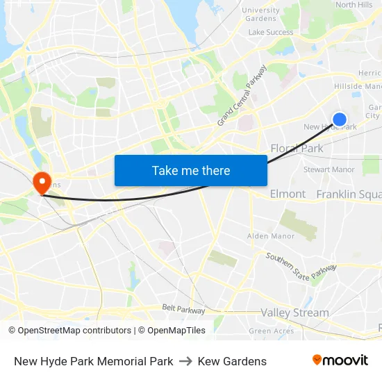 New Hyde Park Memorial Park to Kew Gardens map