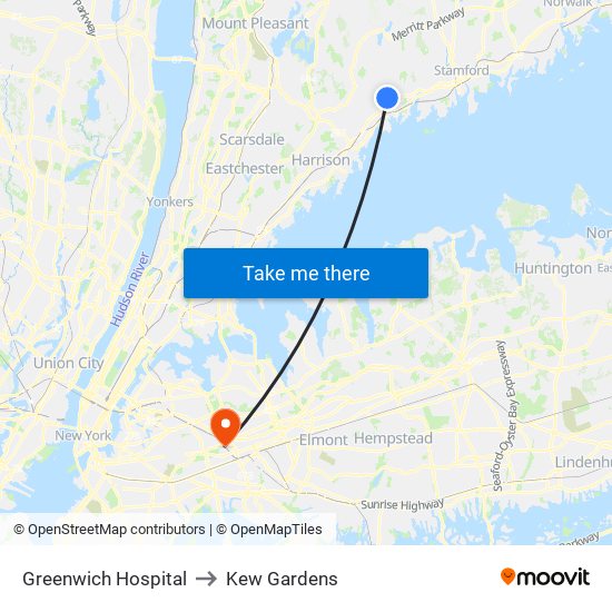 Greenwich Hospital to Kew Gardens map