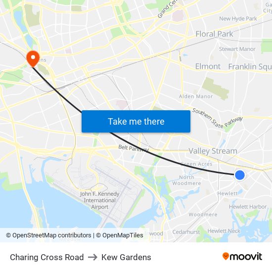 Charing Cross Road to Kew Gardens map