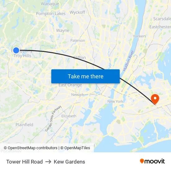 Tower Hill Road to Kew Gardens map