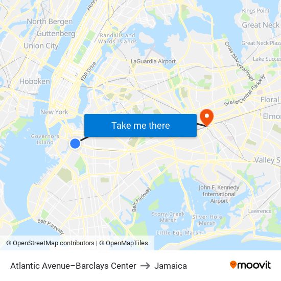 Atlantic Avenue–Barclays Center to Jamaica map