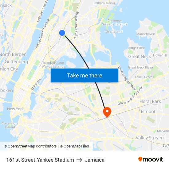 161st Street-Yankee Stadium to Jamaica map