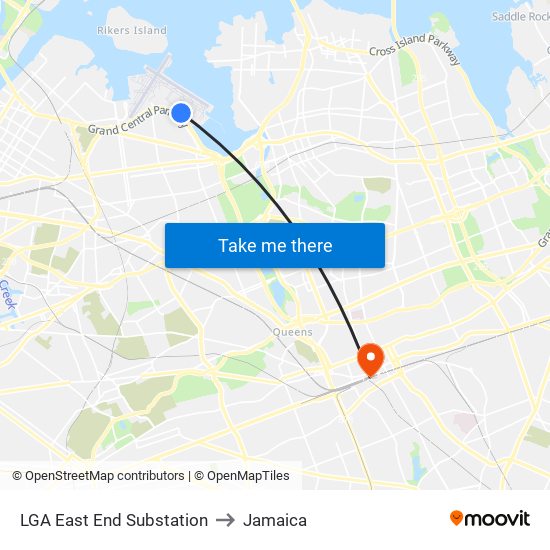 LGA East End Substation to Jamaica map