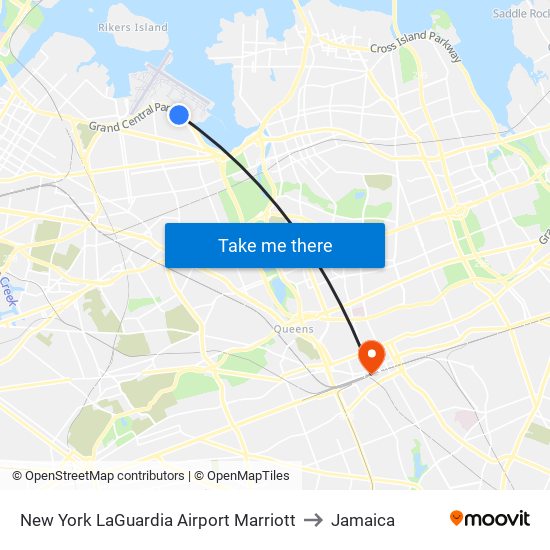 New York LaGuardia Airport Marriott to Jamaica map