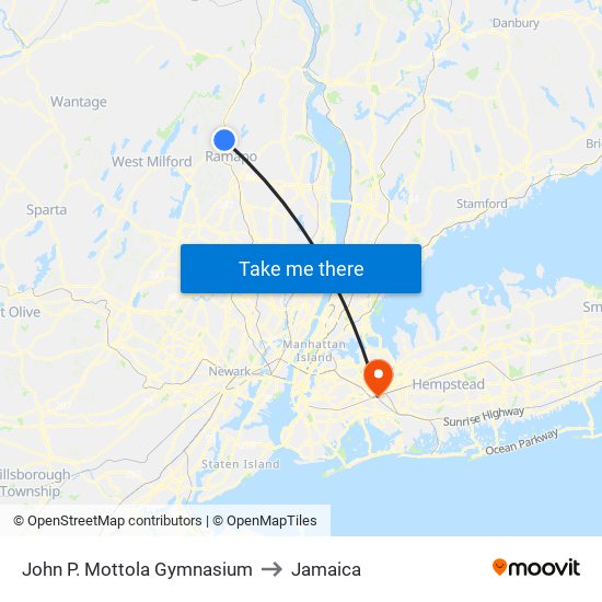 John P. Mottola Gymnasium to Jamaica map