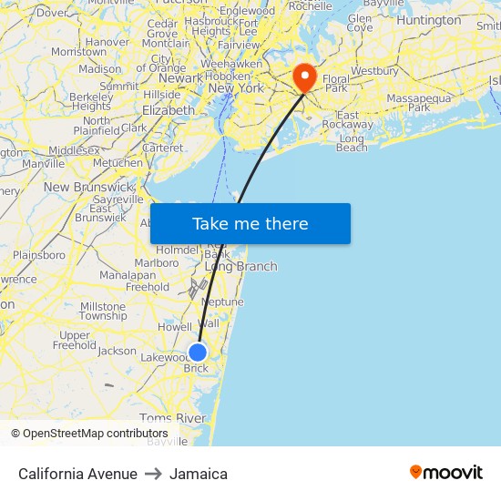 California Avenue to Jamaica map