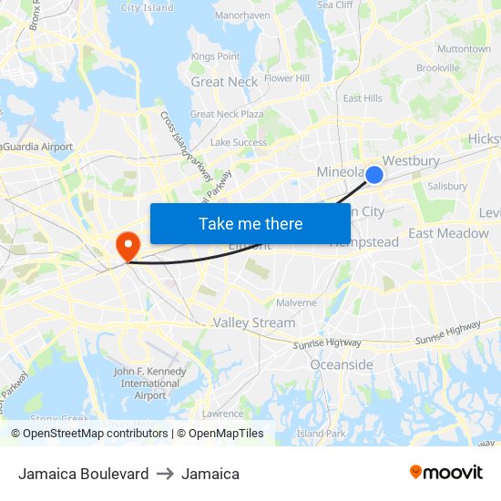 Jamaica Boulevard to Jamaica map