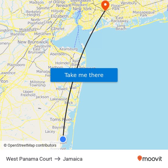 West Panama Court to Jamaica map