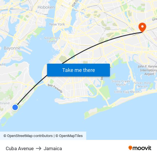 Cuba Avenue to Jamaica map