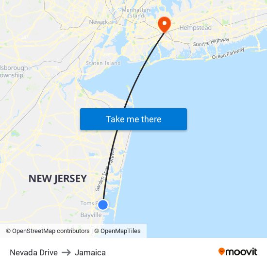 Nevada Drive to Jamaica map