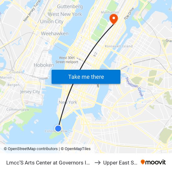 Lmcc’S Arts Center at Governors Island to Upper East Side map