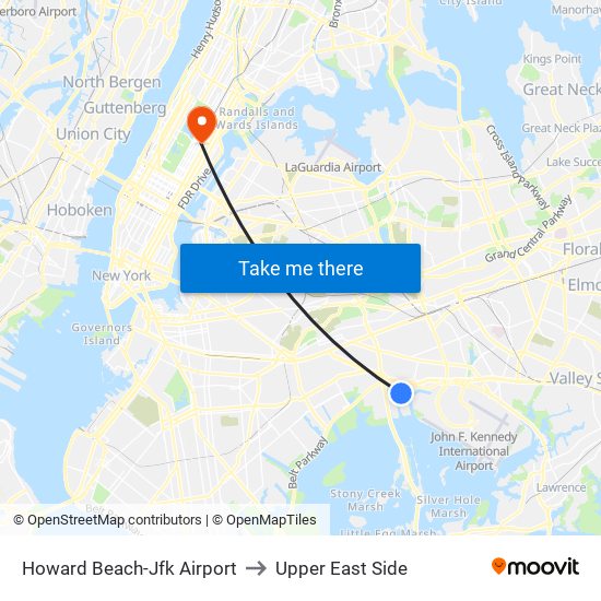 Howard Beach-Jfk Airport to Upper East Side map