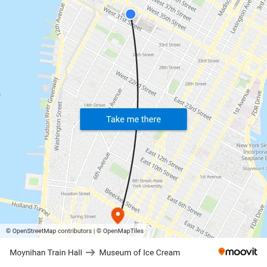 Moynihan Train Hall to Museum of Ice Cream map