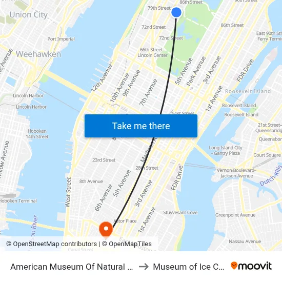 American Museum Of Natural History to Museum of Ice Cream map