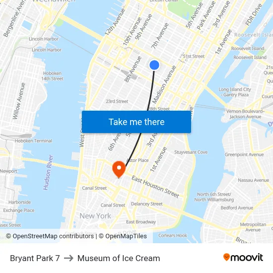 Bryant Park 7 to Museum of Ice Cream map