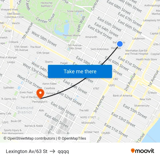 Lexington Av/63 St to qqqq map