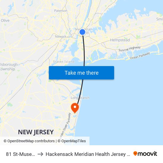 81 St-Museum Of Natural History to Hackensack Meridian Health Jersey Shore University Medical Center (Jersey Shore Univ Med Ctr) map