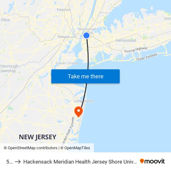 51 St to Hackensack Meridian Health Jersey Shore University Medical Center (Jersey Shore Univ Med Ctr) map