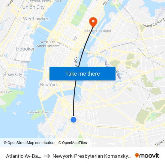 Atlantic Av-Barclays Ctr to Newyork-Presbyterian Komansky Children's Hospital map