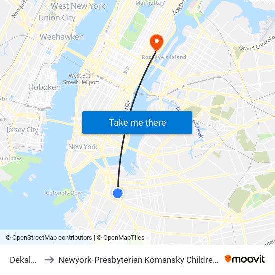 Dekalb Av to Newyork-Presbyterian Komansky Children's Hospital map