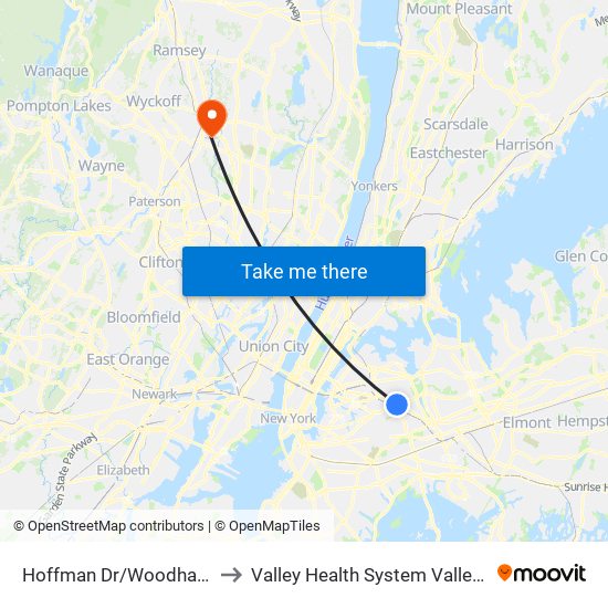 Hoffman Dr/Woodhaven Blvd to Valley Health System Valley Hospital map