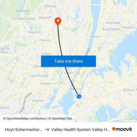 Hoyt-Schermerhorn Sts to Valley Health System Valley Hospital map