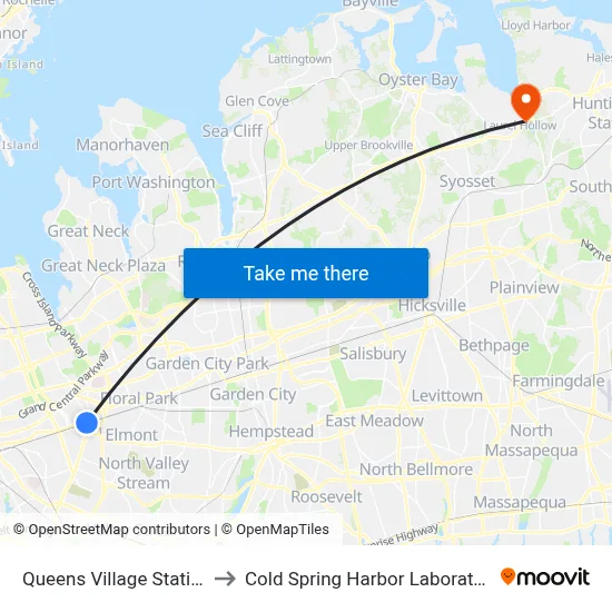 Queens Village Station to Cold Spring Harbor Laboratory map