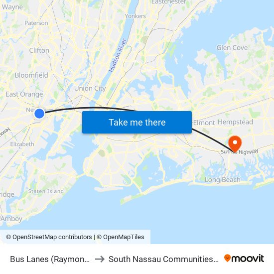 Bus Lanes (Raymond Blvd Side) to South Nassau Communities Hospital Annex map