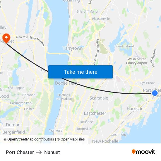 Port Chester to Nanuet map