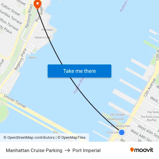 Manhattan Cruise Parking to Port Imperial map