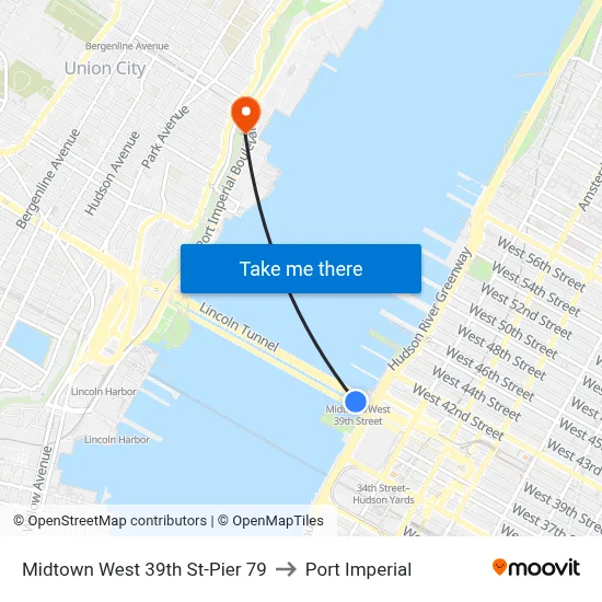 Midtown West 39th St-Pier 79 to Port Imperial map