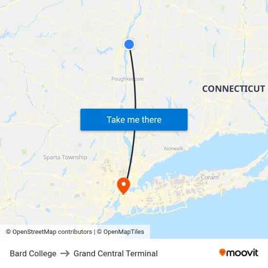 Bard College to Grand Central Terminal map
