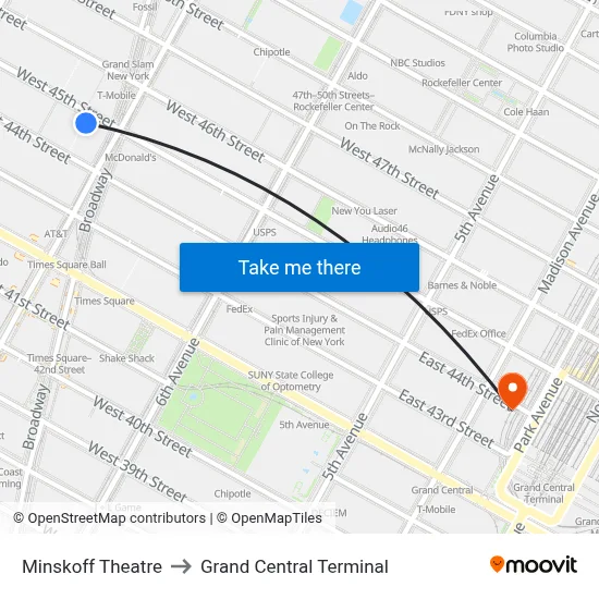 Minskoff Theatre to Grand Central Terminal map