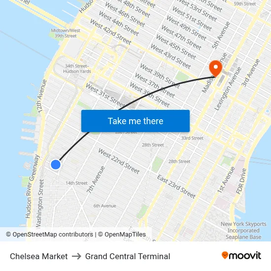 Chelsea Market to Grand Central Terminal map