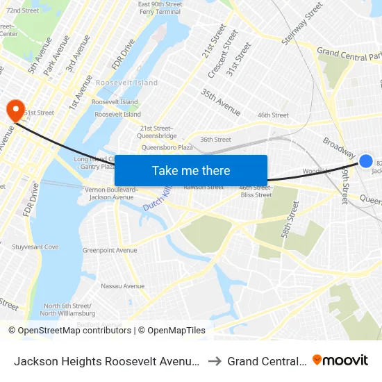 Jackson Heights Roosevelt Avenue 74th Street Station to Grand Central Terminal map