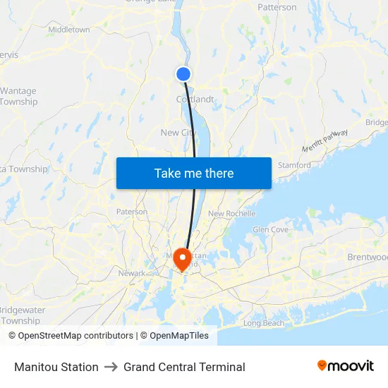 Manitou Station to Grand Central Terminal map