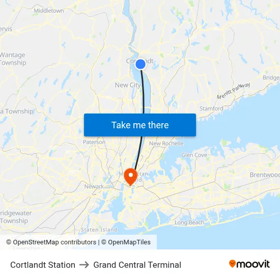 Cortlandt Station to Grand Central Terminal map