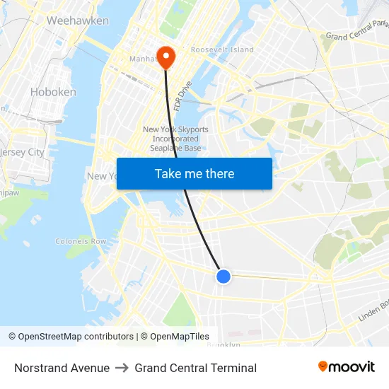 Norstrand Avenue to Grand Central Terminal map