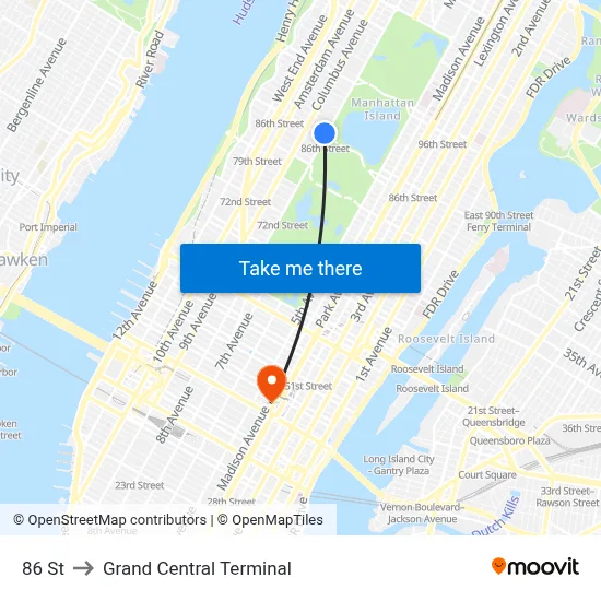 86 St to Grand Central Terminal map