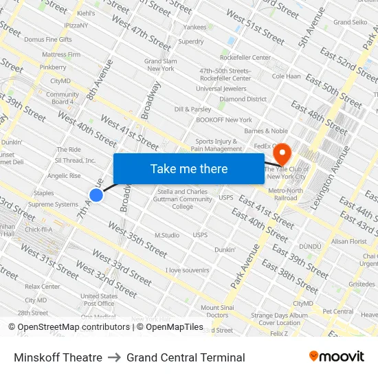 Minskoff Theatre to Grand Central Terminal map