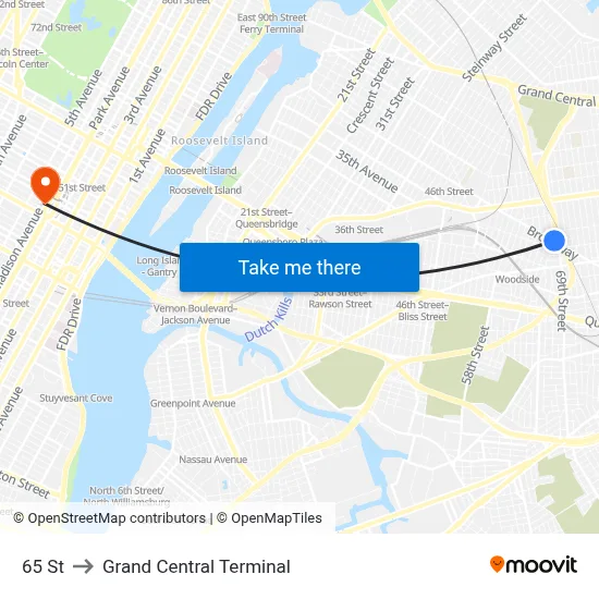 65 St to Grand Central Terminal map