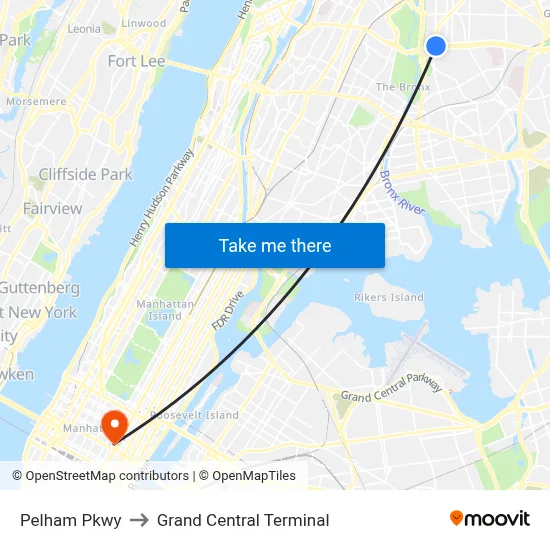 Pelham Pkwy to Grand Central Terminal map