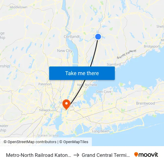 Metro-North Railroad Katonah to Grand Central Terminal map