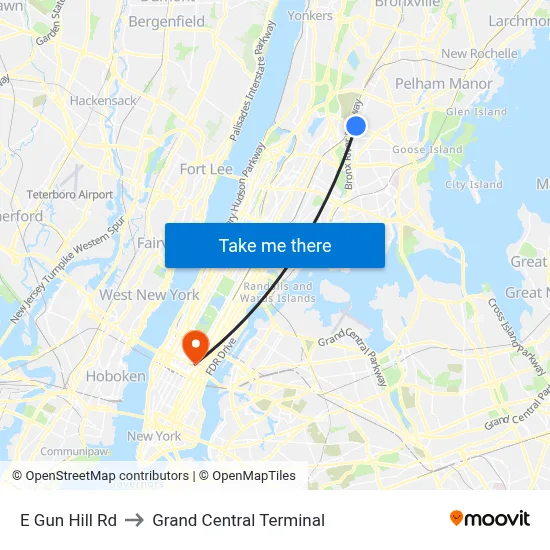 E Gun Hill Rd to Grand Central Terminal map