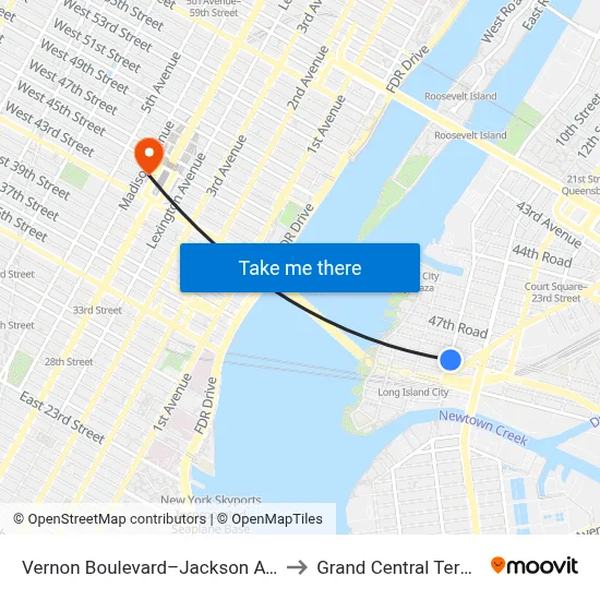 Vernon Boulevard–Jackson Avenue to Grand Central Terminal map