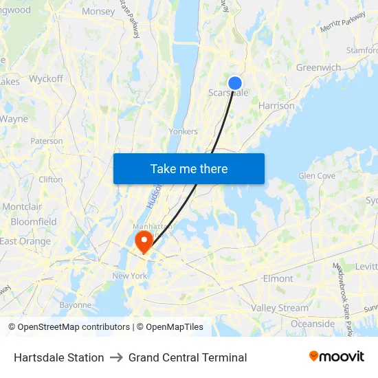Hartsdale Station to Grand Central Terminal map