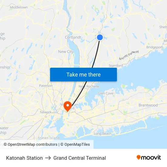 Katonah Station to Grand Central Terminal map
