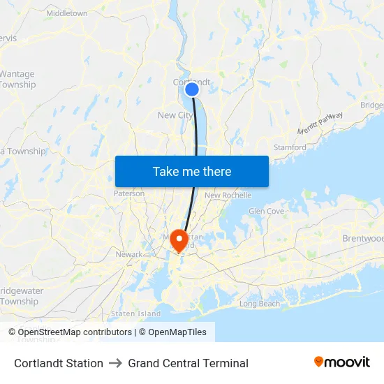 Cortlandt Station to Grand Central Terminal map