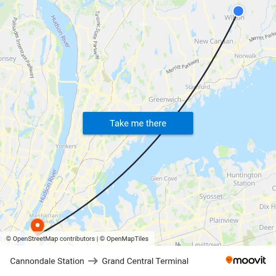 Cannondale Station to Grand Central Terminal map
